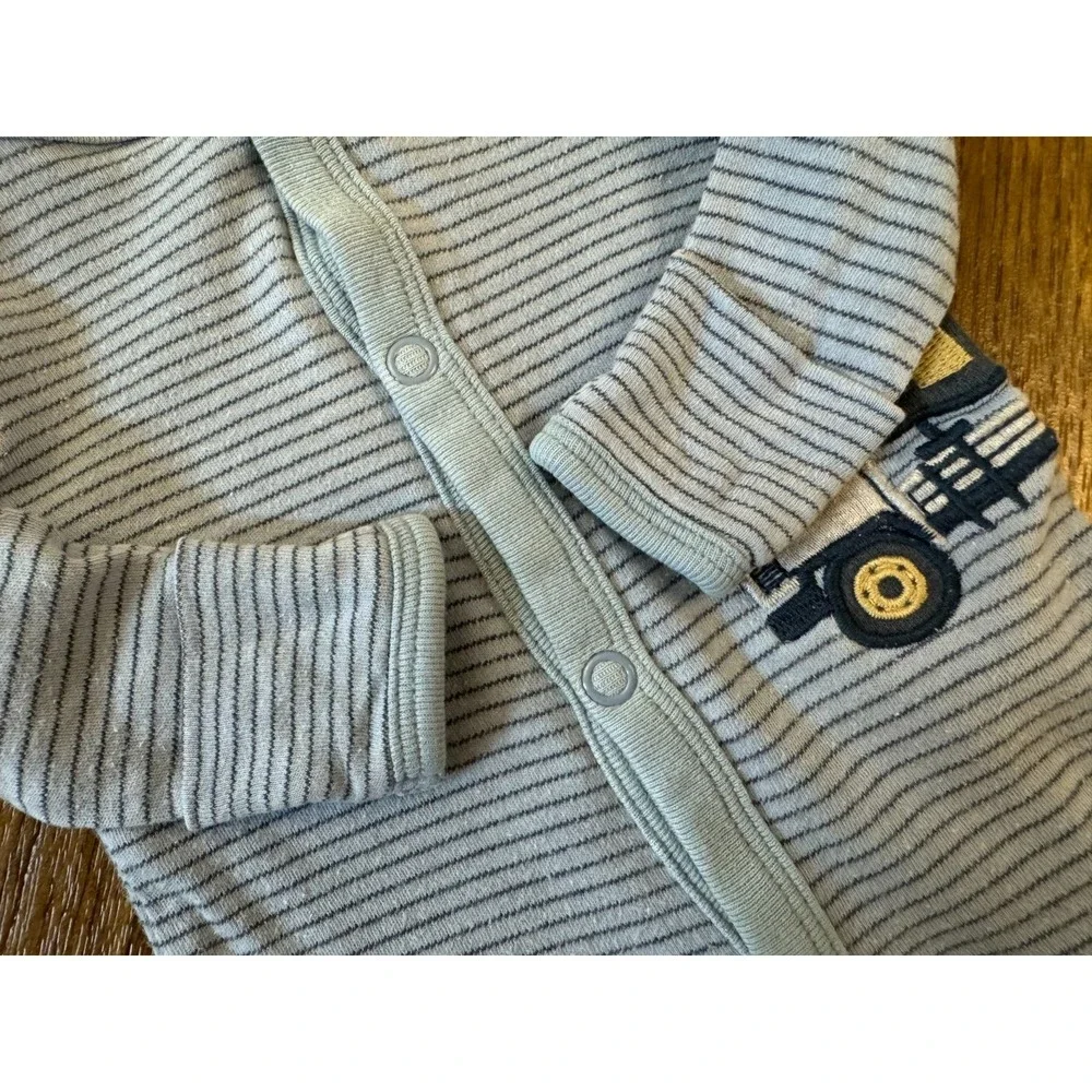 Carters Preemie Baby Boy Sleeper‎ Outfit Romper Blue Dump Truck Reborn Doll